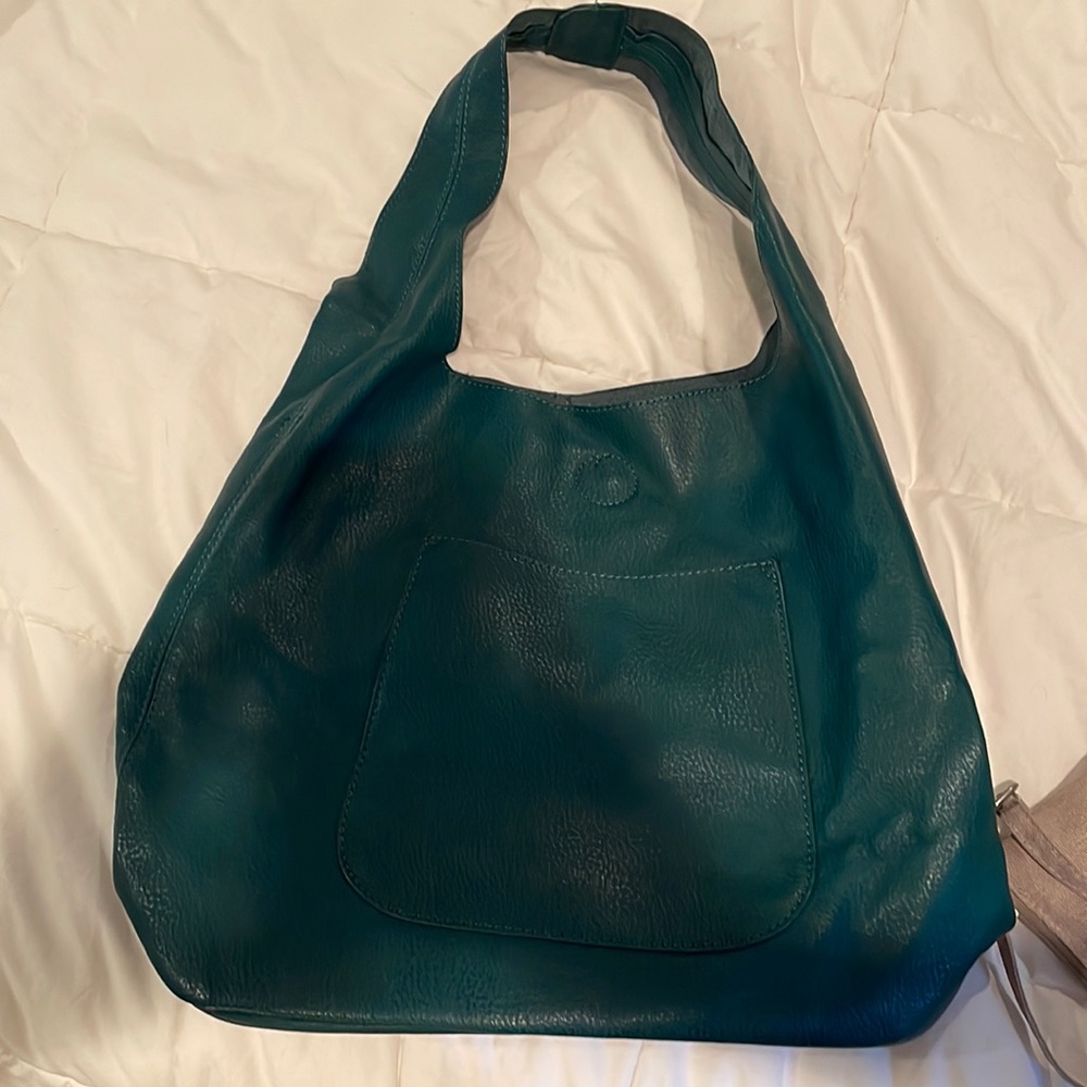 Aqua green bag with inside bag